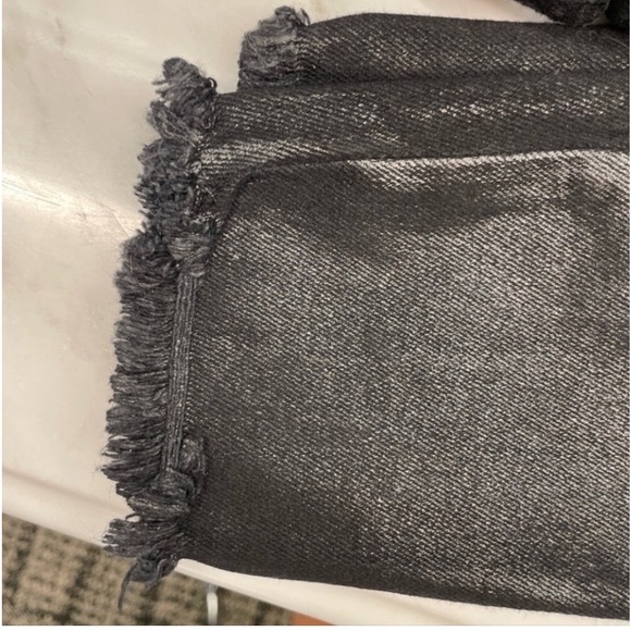 Free people] Black Leather effect distressed Jean - Picture 9 of 11